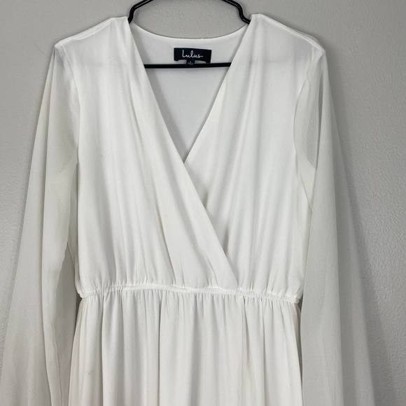 Lulu's Wondrous Water Lilies White Maxi Dress Size Large - Picture 9 of 14